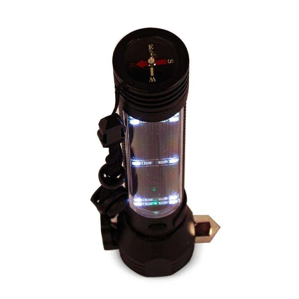 9-in-1 Multi-Function LED Solar Rechargeable Flashlight by Ready Hour - DM