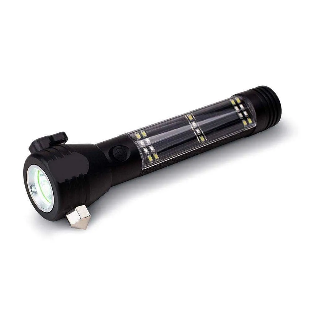 9-in-1 Multi-Function LED Solar Rechargeable Flashlight by Ready Hour - DM