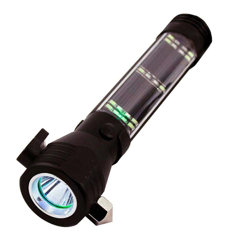 9-in-1 Multi-Function LED Solar Rechargeable Flashlight by Ready Hour - DM