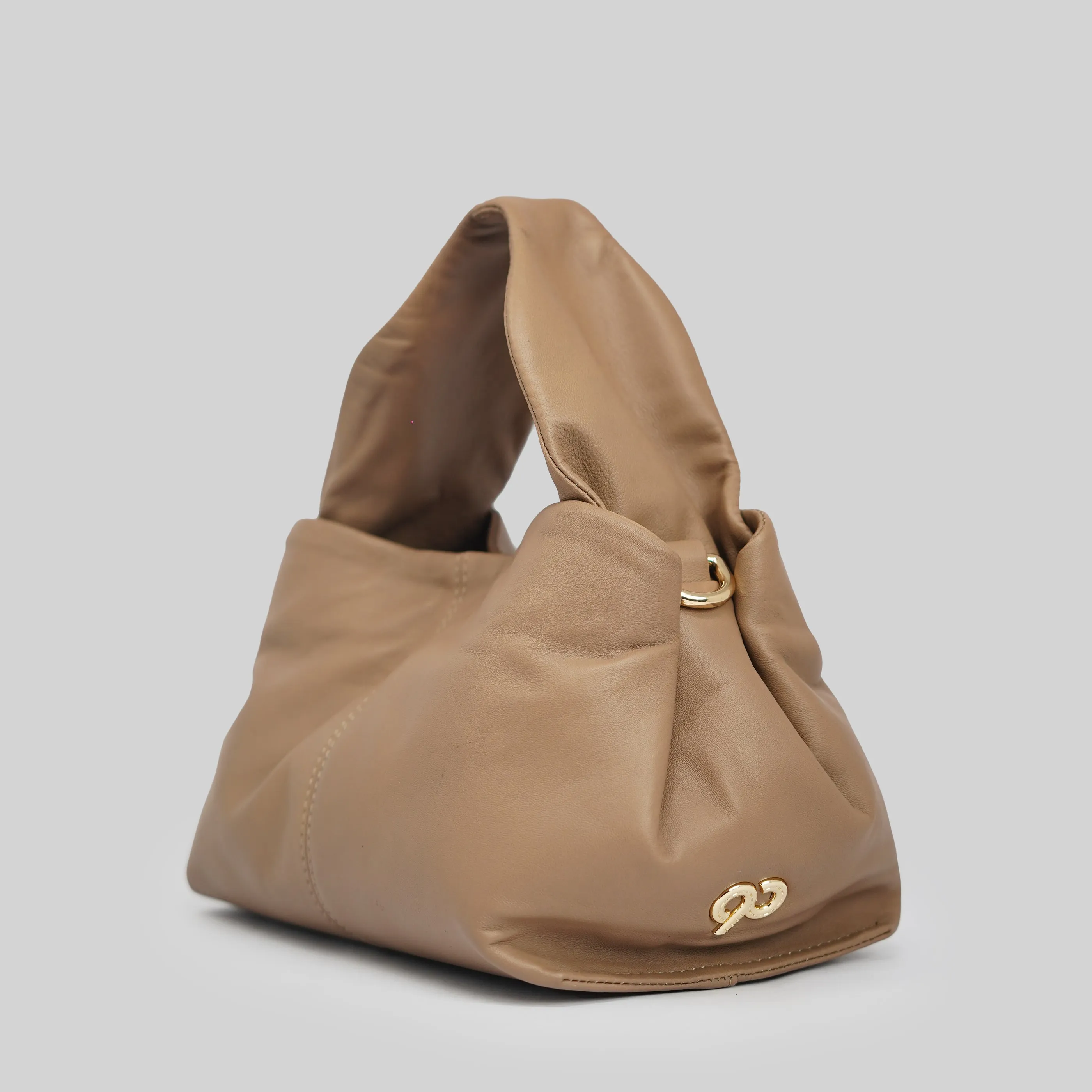 90 Feet Oat Beige Real Leather Bucket Sling/Potli Bag