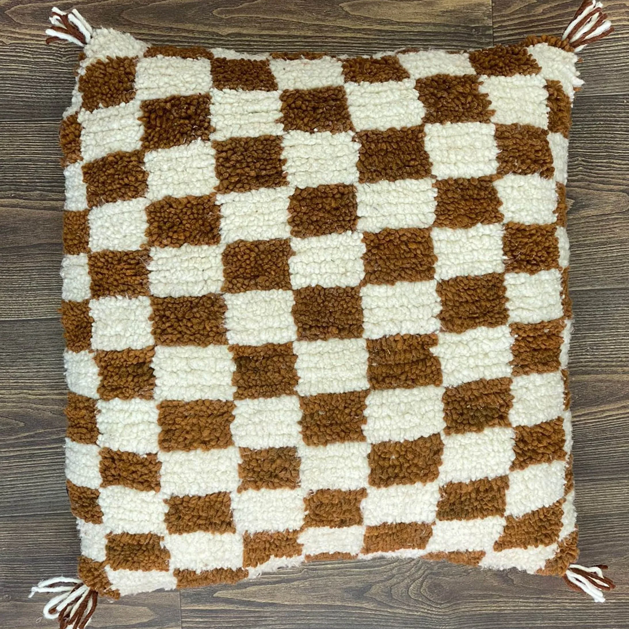 Berber Cushion Gold Checkered