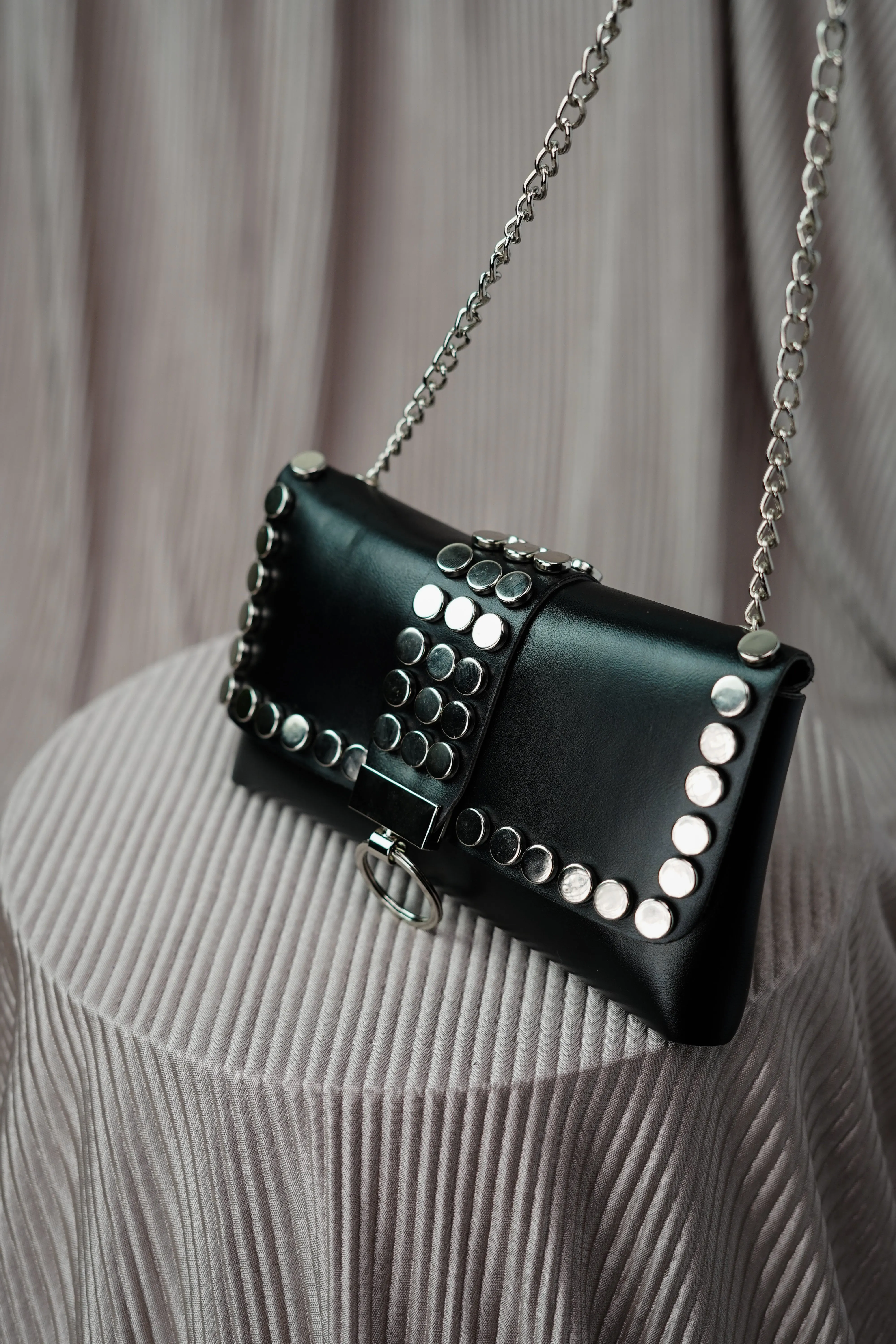 Black Studded Waist Belt Bag