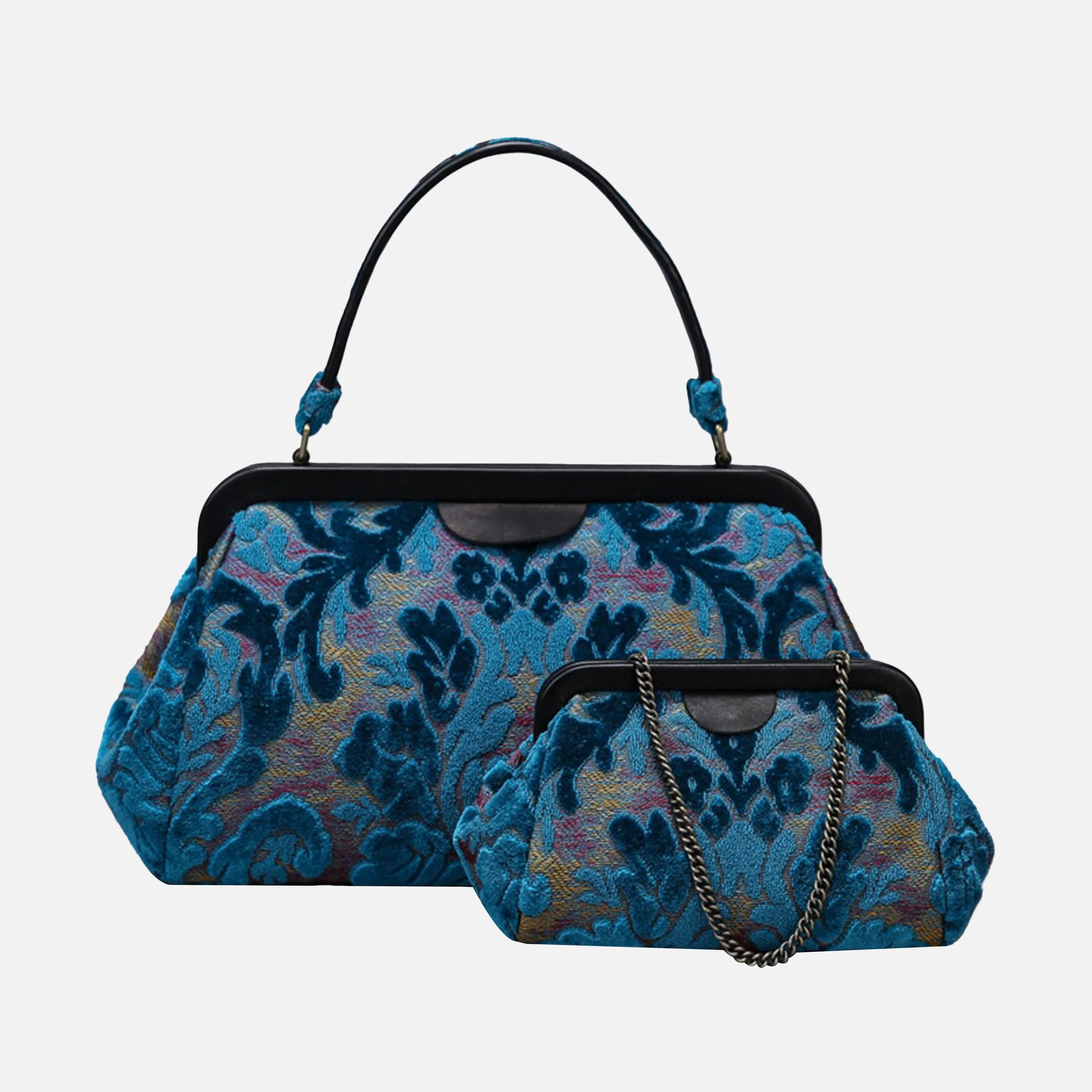 Burnout Velvet Aqua Blue Evening Bag Clutch