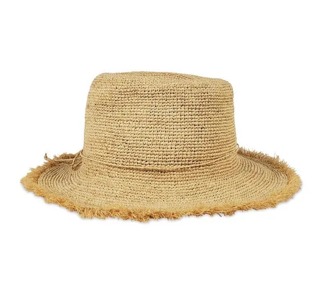 Fringed Raffia Packable Hat