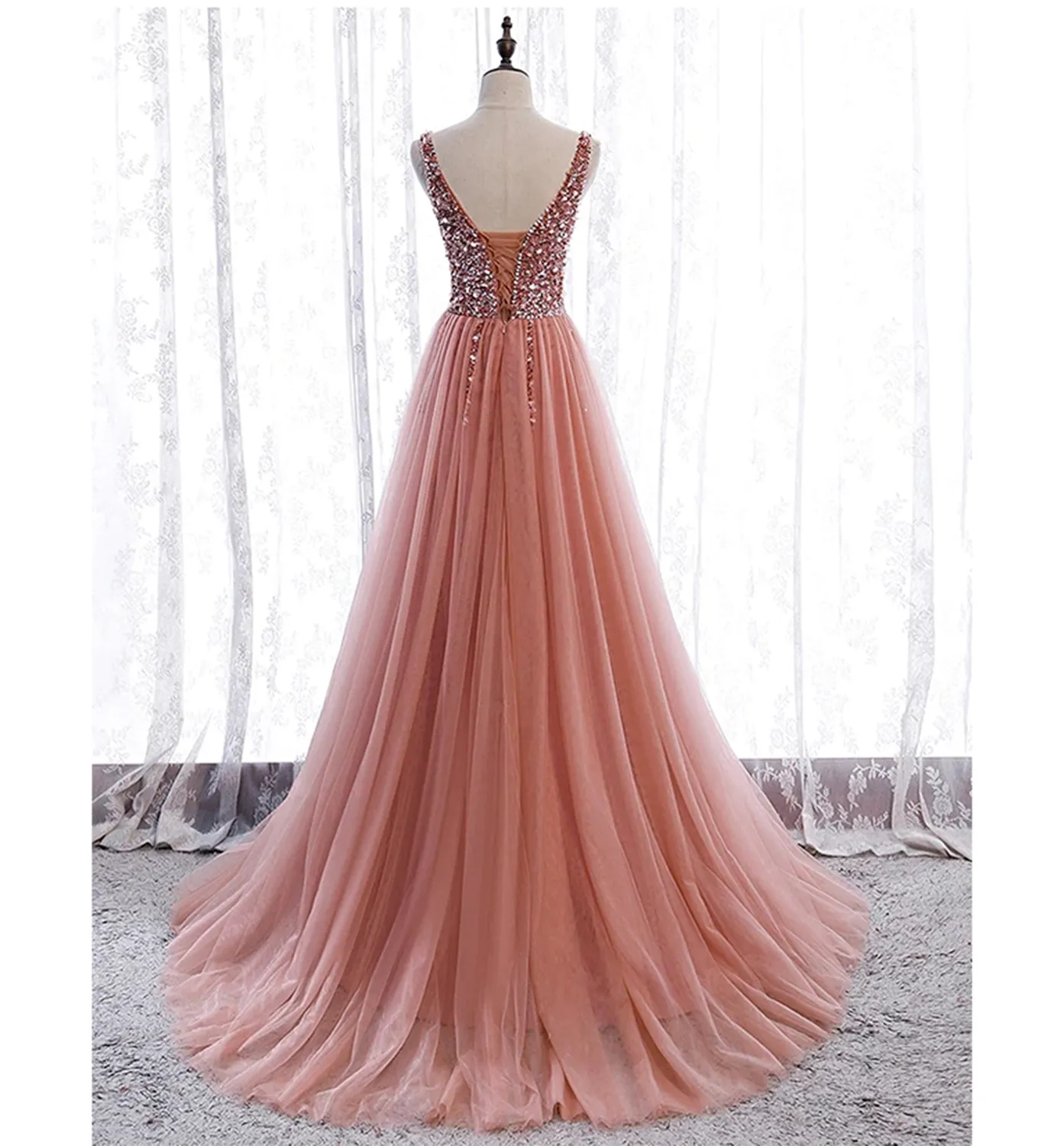 Funki Buys | Dresses | Women's Beaded  Evening Dress | Tulle
