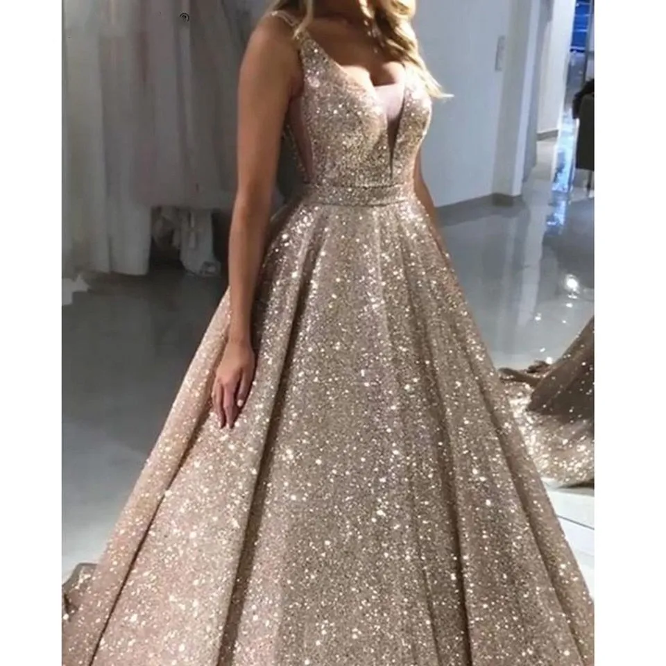 Funki Buys | Dresses | Women's Long Sparkly Sequin Ball Gown