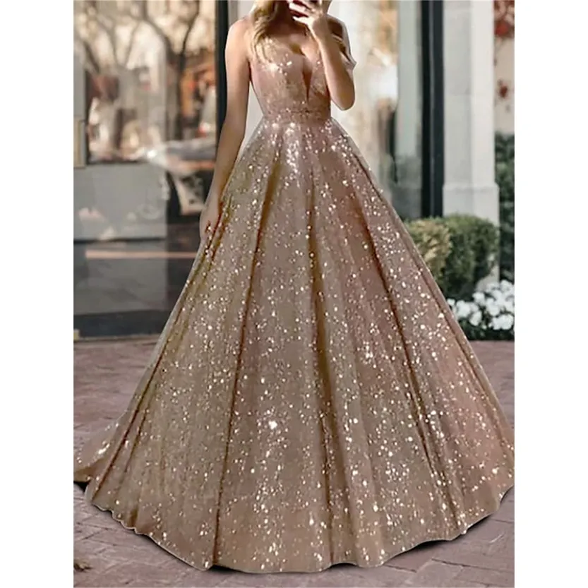 Funki Buys | Dresses | Women's Long Sparkly Sequin Ball Gown