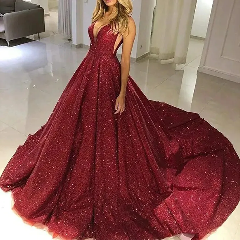 Funki Buys | Dresses | Women's Long Sparkly Sequin Ball Gown