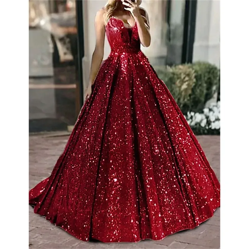 Funki Buys | Dresses | Women's Long Sparkly Sequin Ball Gown
