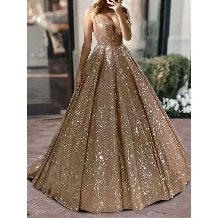 Funki Buys | Dresses | Women's Long Sparkly Sequin Ball Gown