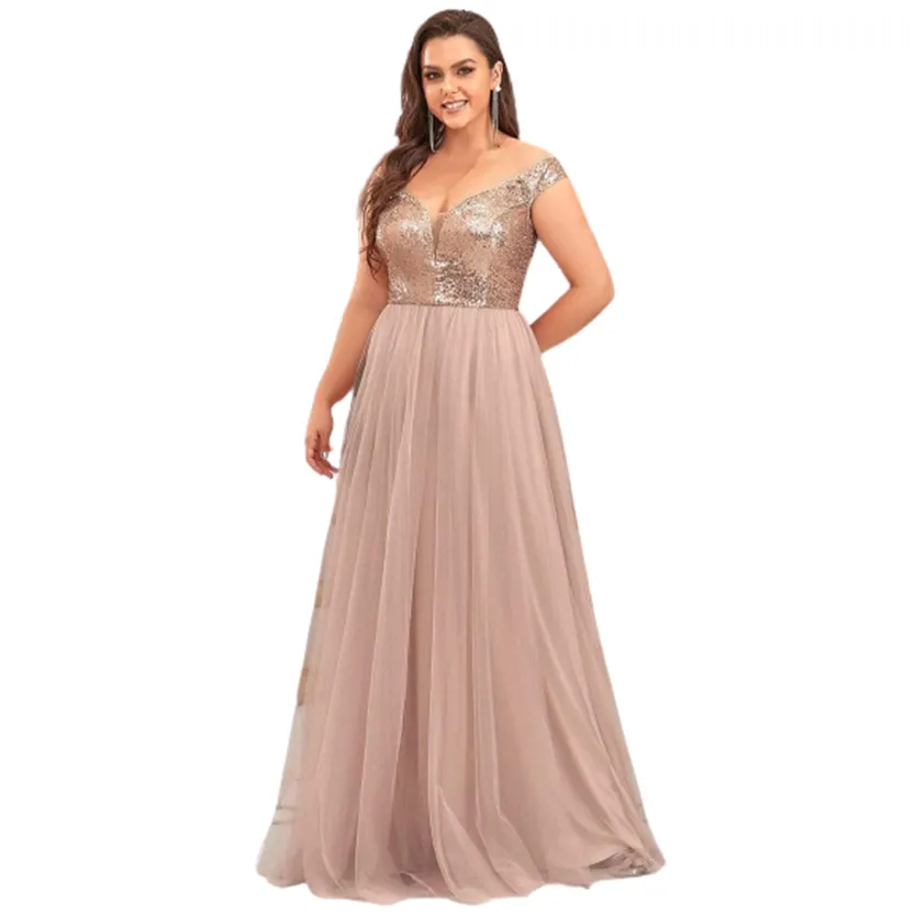 Funki Buys | Dresses | Women's Plus Chiffon Sequin Long Dress