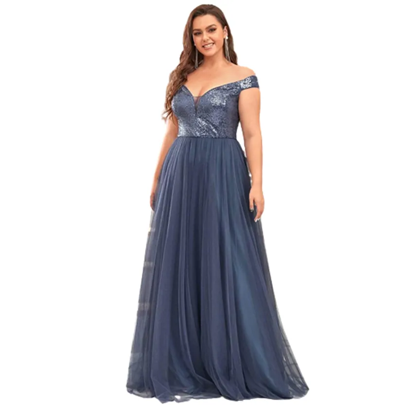 Funki Buys | Dresses | Women's Plus Chiffon Sequin Long Dress