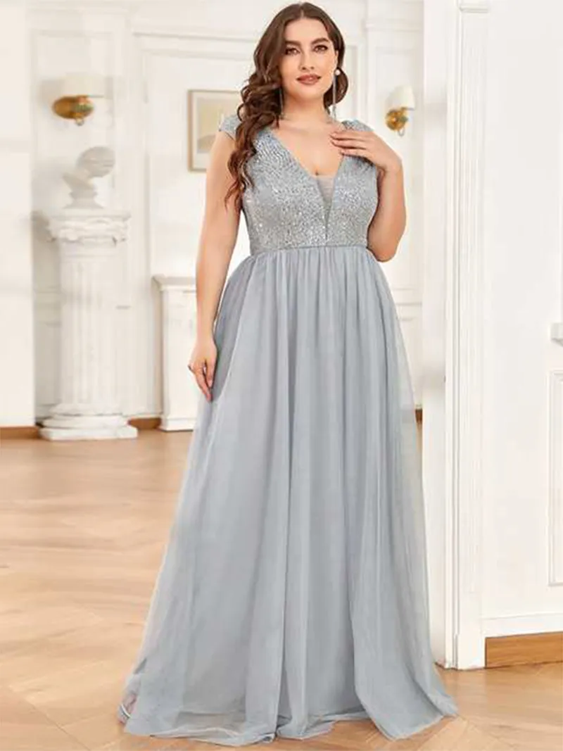 Funki Buys | Dresses | Women's Plus Chiffon Sequin Long Dress