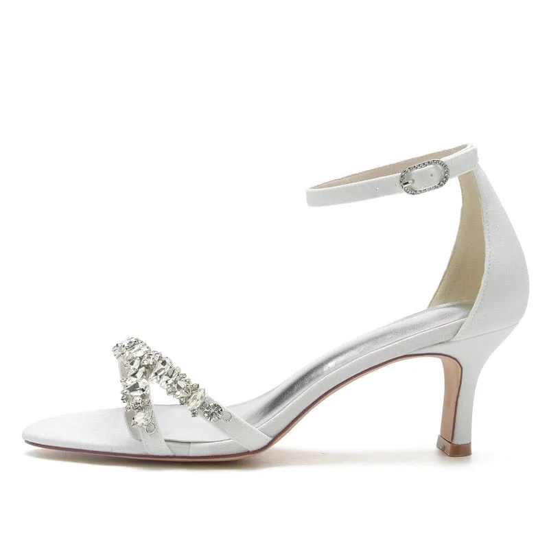 Funki Buys | Shoes | Women's Crystal Mid Heel Wedding Sandal