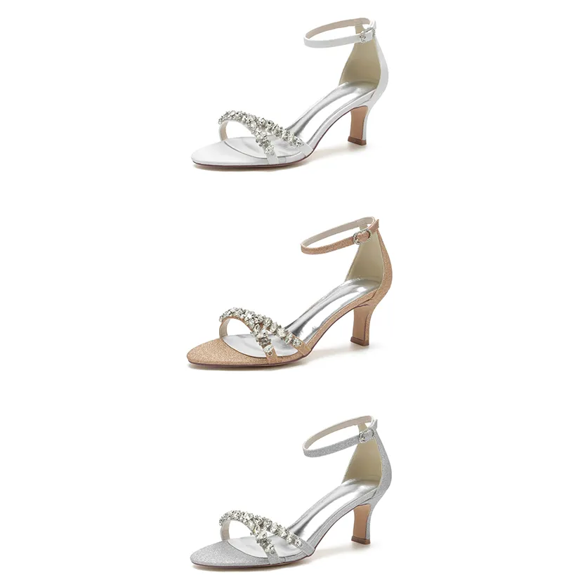 Funki Buys | Shoes | Women's Crystal Mid Heel Wedding Sandal