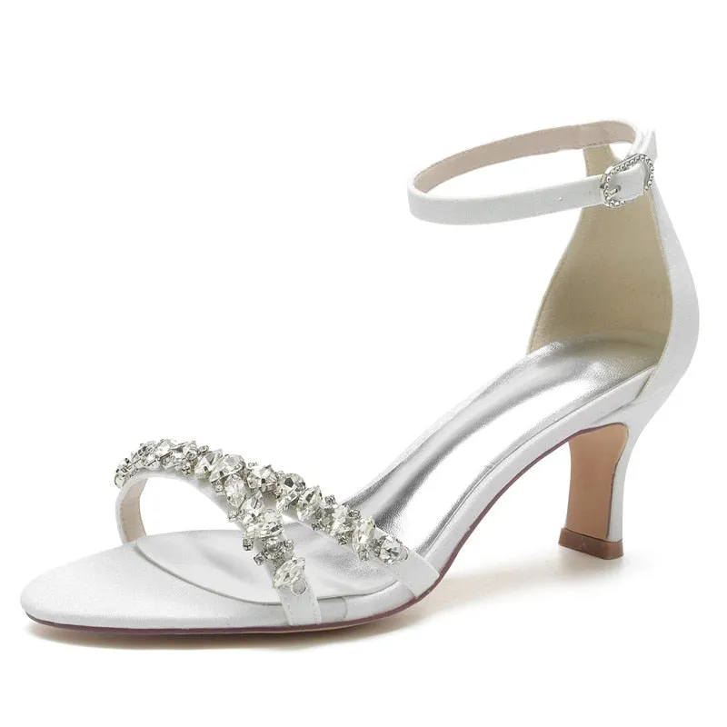 Funki Buys | Shoes | Women's Crystal Mid Heel Wedding Sandal