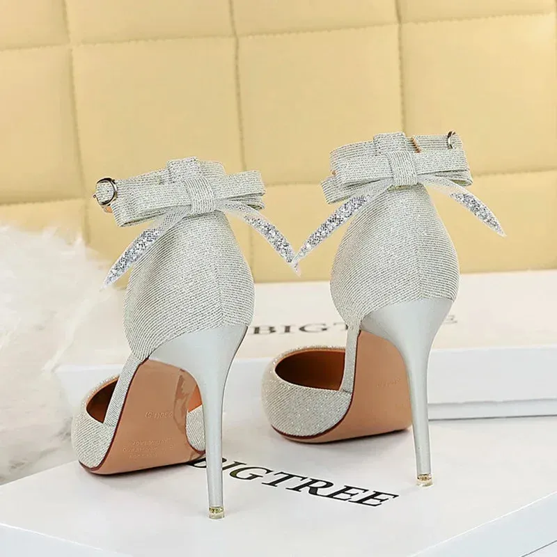 Funki Buys | Shoes | Women's Glitter Bow Knot Strappy Heels