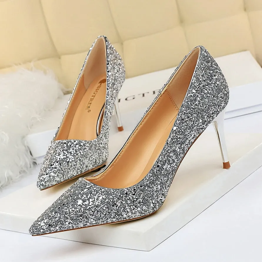 Funki Buys | Shoes | Women's High Heel Glitter Prom Pumps