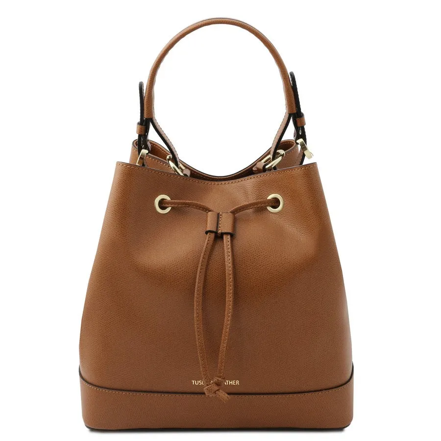 Minerva Leather Bucket Handbag