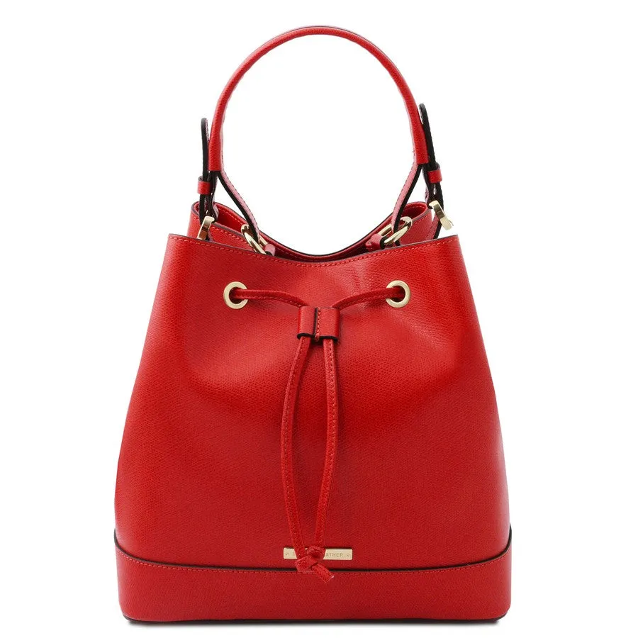 Minerva Leather Bucket Handbag