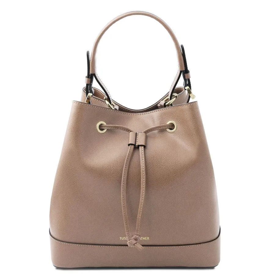 Minerva Leather Bucket Handbag