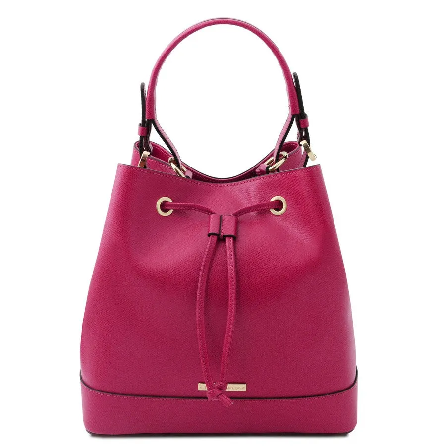 Minerva Leather Bucket Handbag