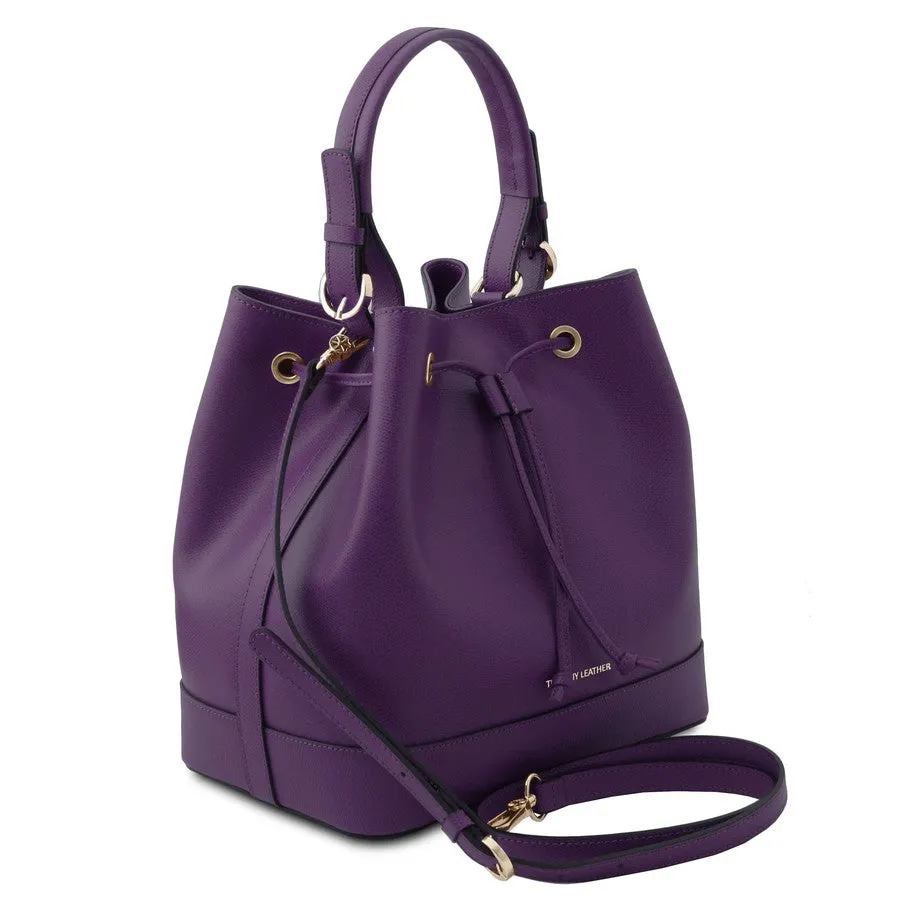 Minerva Leather Bucket Handbag