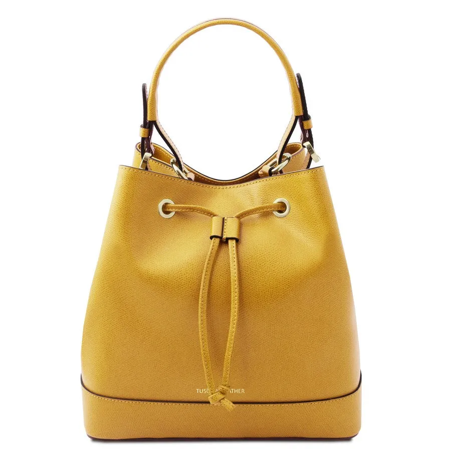 Minerva Leather Bucket Handbag