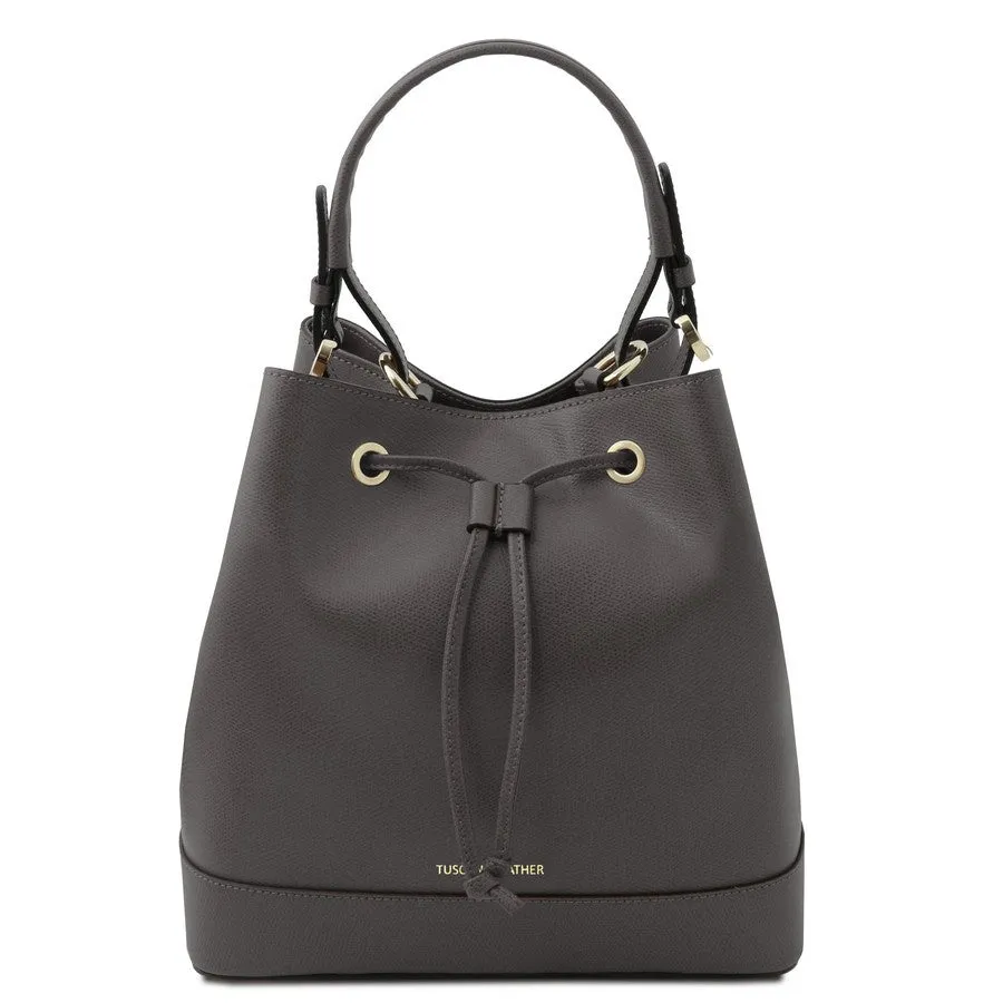 Minerva Leather Bucket Handbag