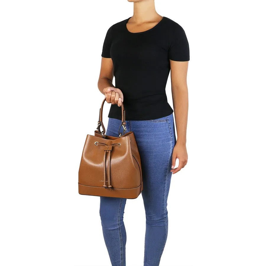 Minerva Leather Bucket Handbag
