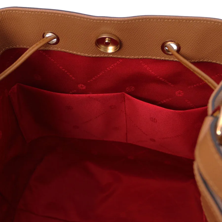 Minerva Leather Bucket Handbag