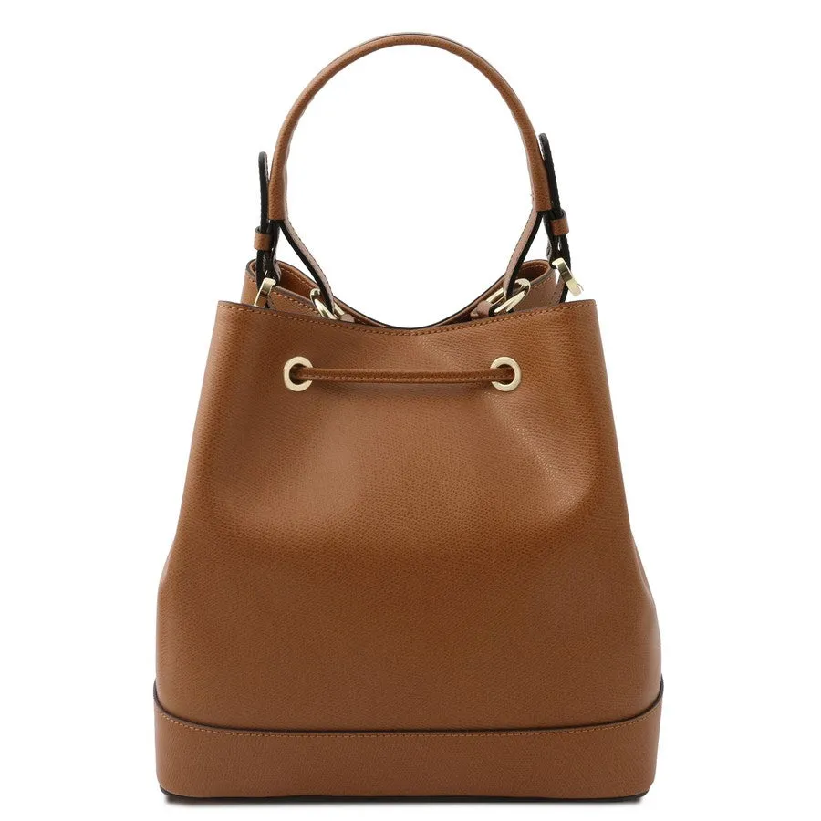 Minerva Leather Bucket Handbag