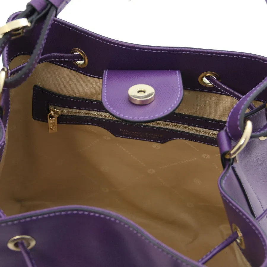 Minerva Leather Bucket Handbag