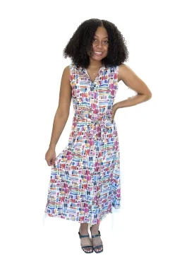 Sleeveless Midi Dress In Artful Colors