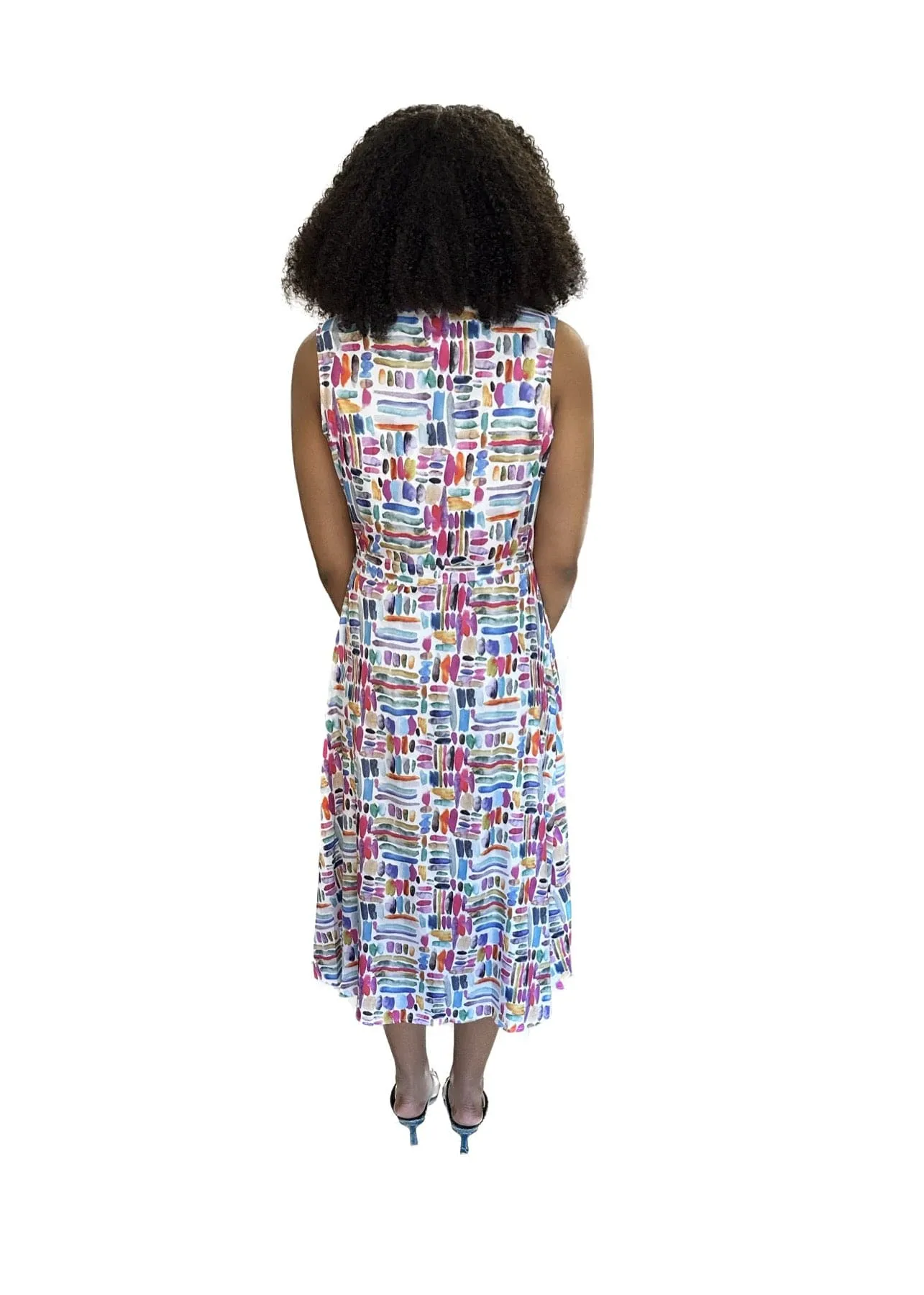 Sleeveless Midi Dress In Artful Colors