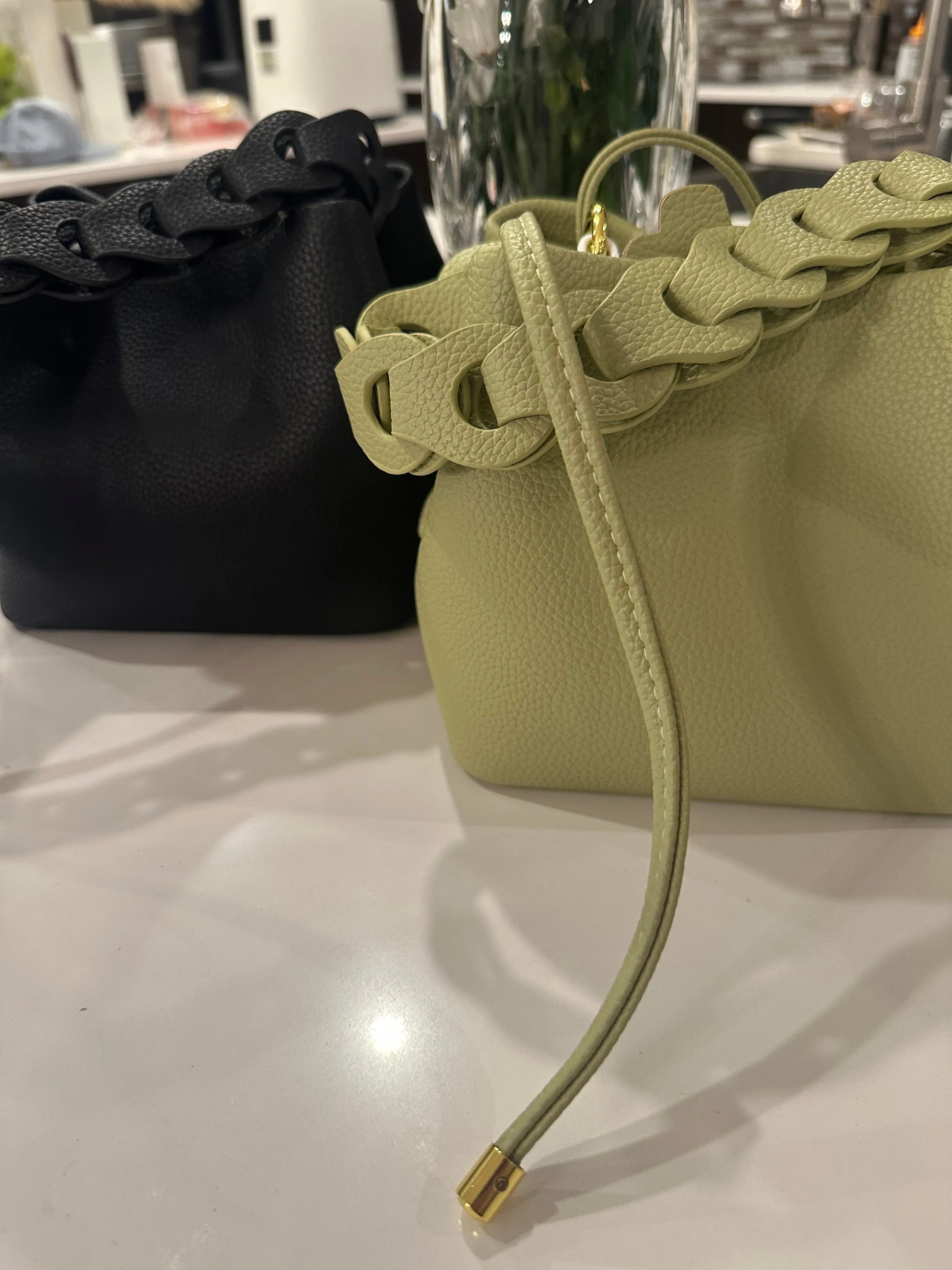 Vegan Bucket Bag with Interlocking Strap